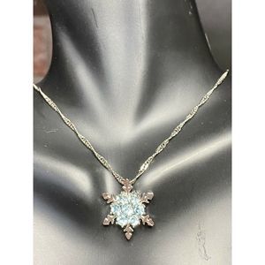 Aqua Blue Crystal Snowflake Frozen Flower